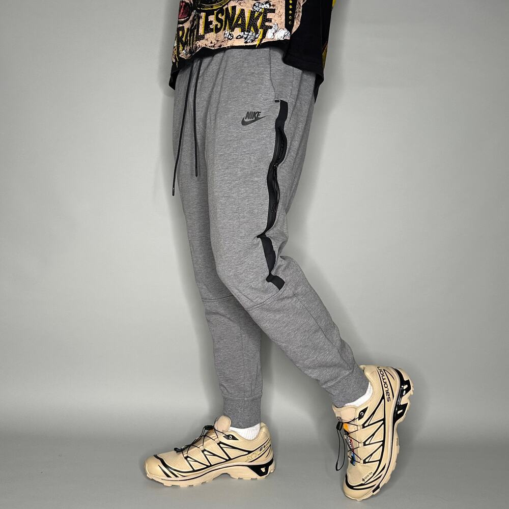 Nike Sweatpants Grey Cotton Joggers Black Swoosh